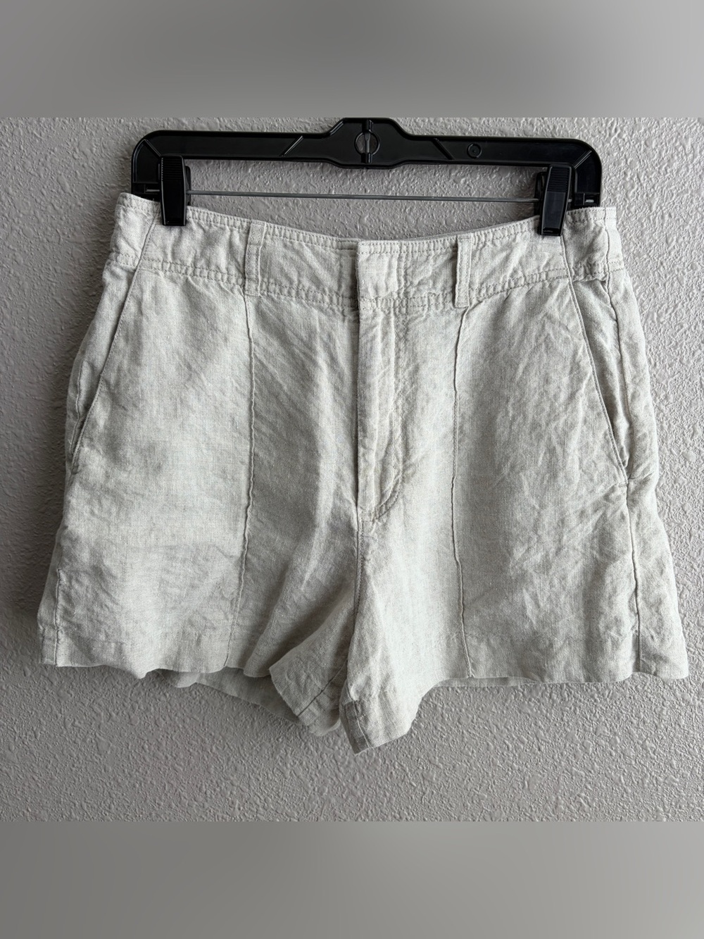 Madewell‎ Cream Khaki 100% Linen 3” Trouser Shorts